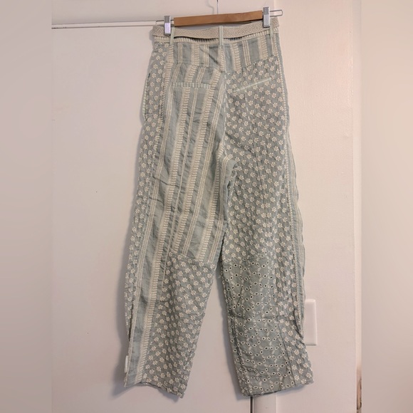 NWT ZARA PATCHWORK PANTS EMBROIDERY PANTIES EMBEDDED TROUSERS HIGH WAIST - Picture 10 of 11